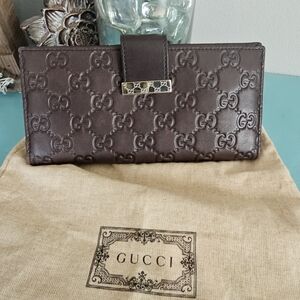 Gucci Brown GG Embossed Leather Continental Wallet
